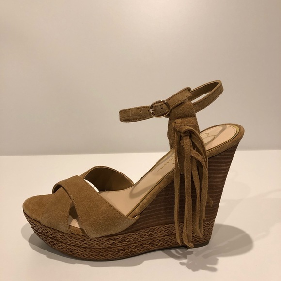 Jessica Simpson Shoes Jessica Simpson Suede Fringe Tassel Wedge